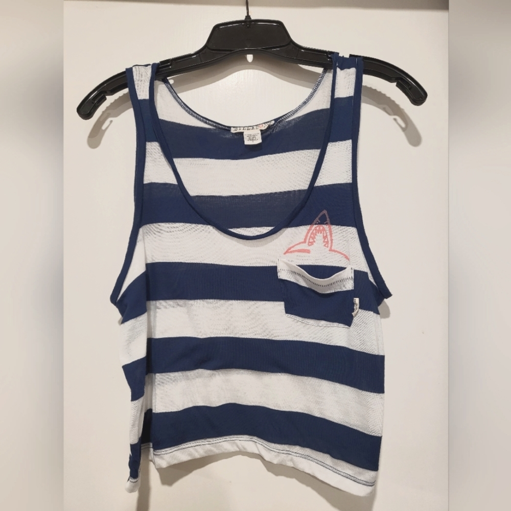 Billabong Cropped Striped Pocket Tank - Size Small